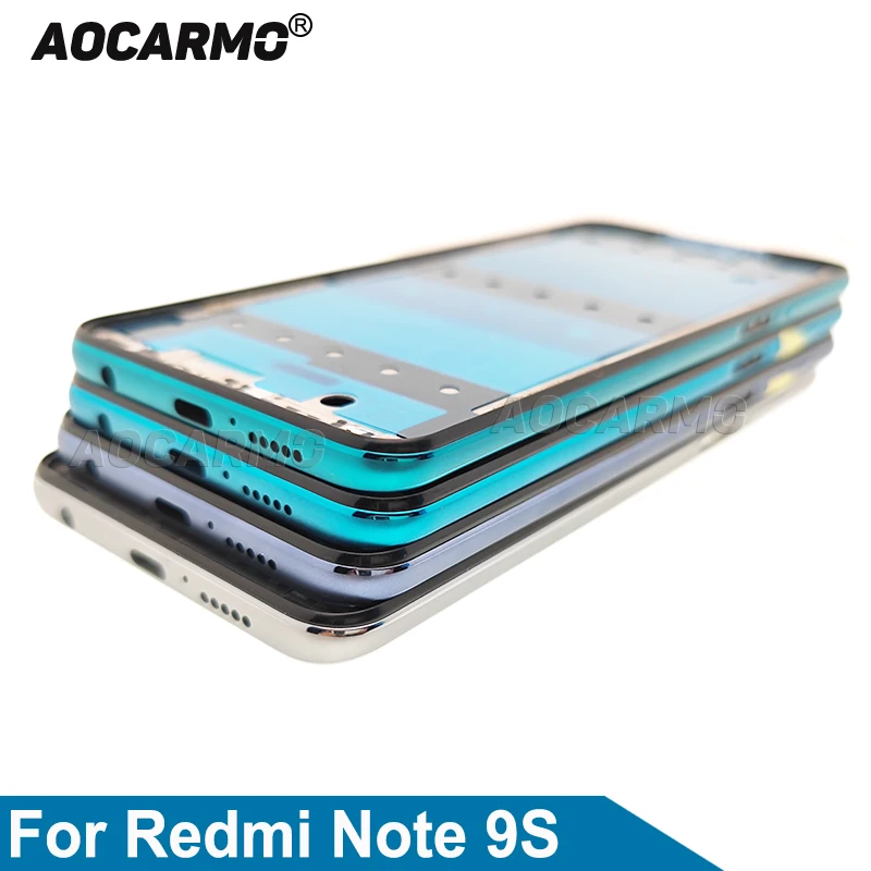 Aocarmo For Redmi Note 9s Middle Frame With Side keys Black White Blue Replacement Parts