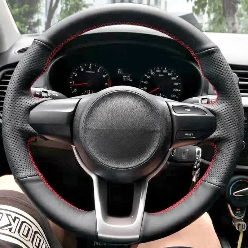 Customized DIY Car Steering Wheel Cover For Kia Rio 2017-2019 Rio5 K2 2016 Picanto Morning 2017 Leather Braid For Steering Wheel