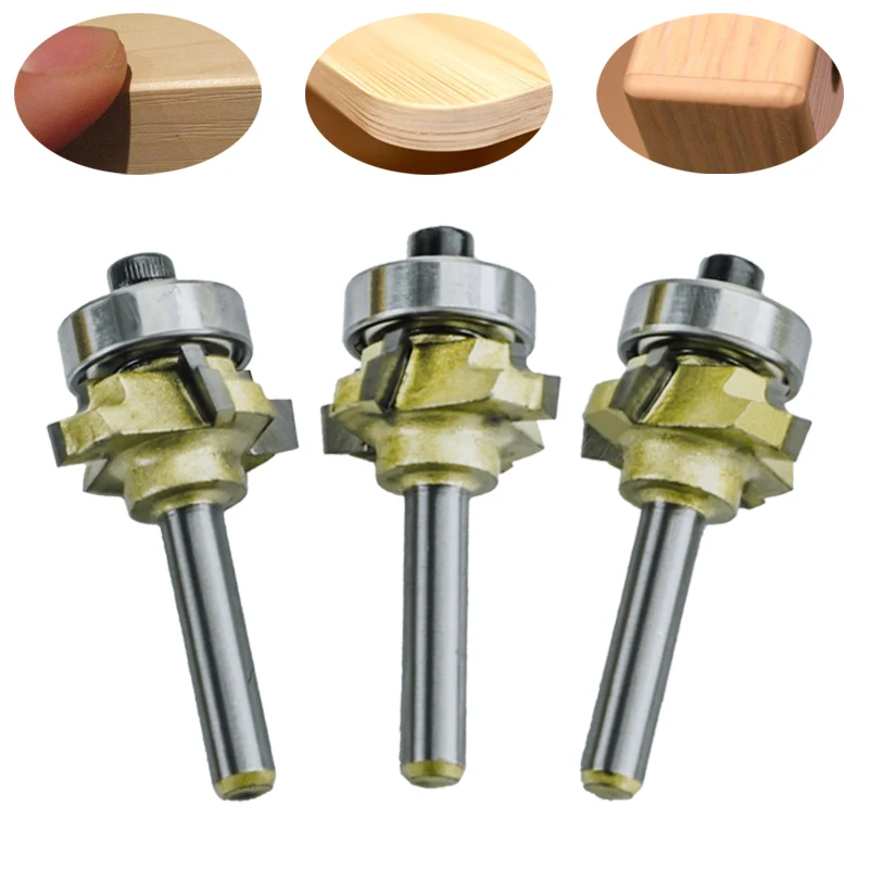 6.35mm 1/4 Shank High Quality 4 Flutes Router Bit Set Woodworking Milling Cutter R1 R2 R3 Trimming Knife Edge Band Trimmer Tools