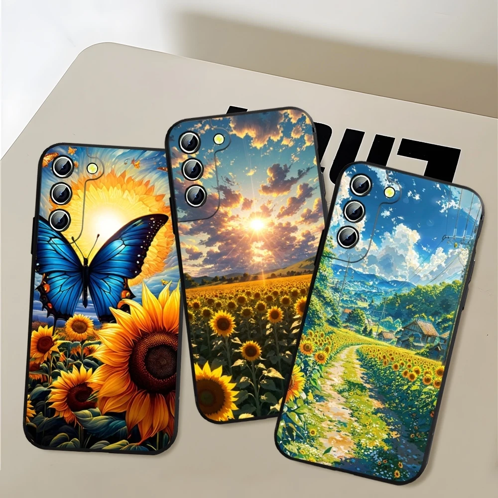 Чехол для телефона The Beauty Flower Sunflower для Samsung S23 S24 S30 S21 S22 S25 S10 Pro Plus Edge Ultra Fe Lite Silicone Soft Coque