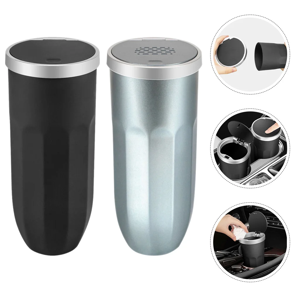 

2Pcs Car Trash Can Leakproof Car Garbage Bin Multifunctional Cup Holder Portable Auto Waste Holder Vehicle Trash Bin