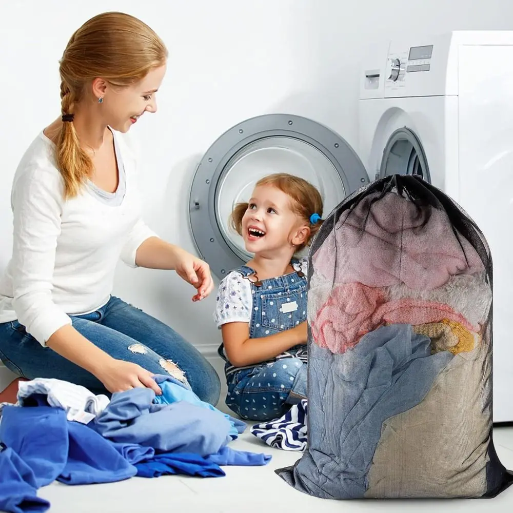 Creative Large Size Storage Laundry Mesh Bag Useful Large Organizer Net Drawstring Wash Sack Washing Laundry Bag Clothes Bags