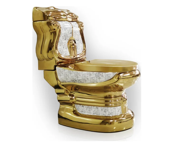 Ceramic Gold Luxury Two-piece Toilet Dragon Basin