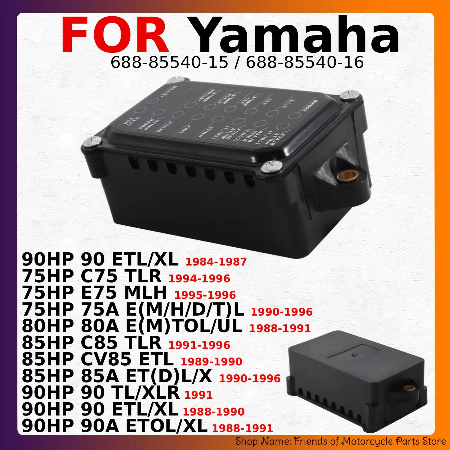 Boat Engine CDI Unit 688-85540-15 688-85540-16 For Yamaha 75HP 80HP 85HP 90HP ETL/XL  ET(D)L/X Ignition Coil Replacement