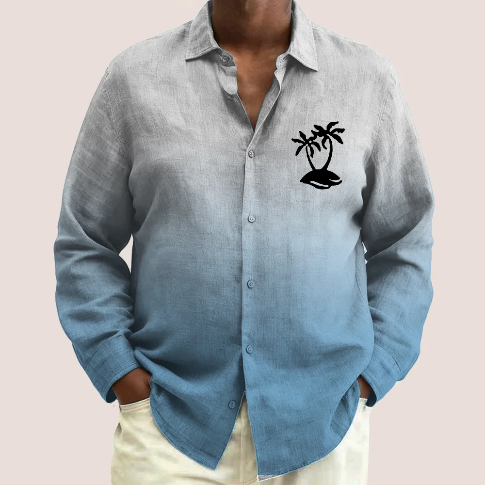 

Мужская рубашка больших размеров S-9xl: Vibe Coconut & Leaf — большой и высокий крой, мягкая дышащая ткань, стильные принты Palm-Coconut,