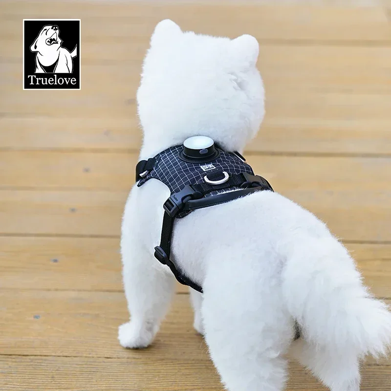 Truelove-Pet Harness with LED Light and Tracker Holder, 19 Modes, for Dog, Cat Time, Highly Recommended for Outdoor Use, TLH6771