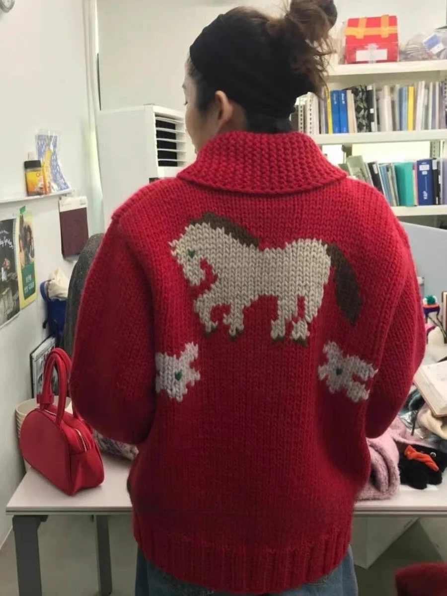 

Thiened свитер с воротником-молнией, пальто, теплый маленький узор, осень-зима, женский свободный вязаный кардиган, длинный свеч Regula...