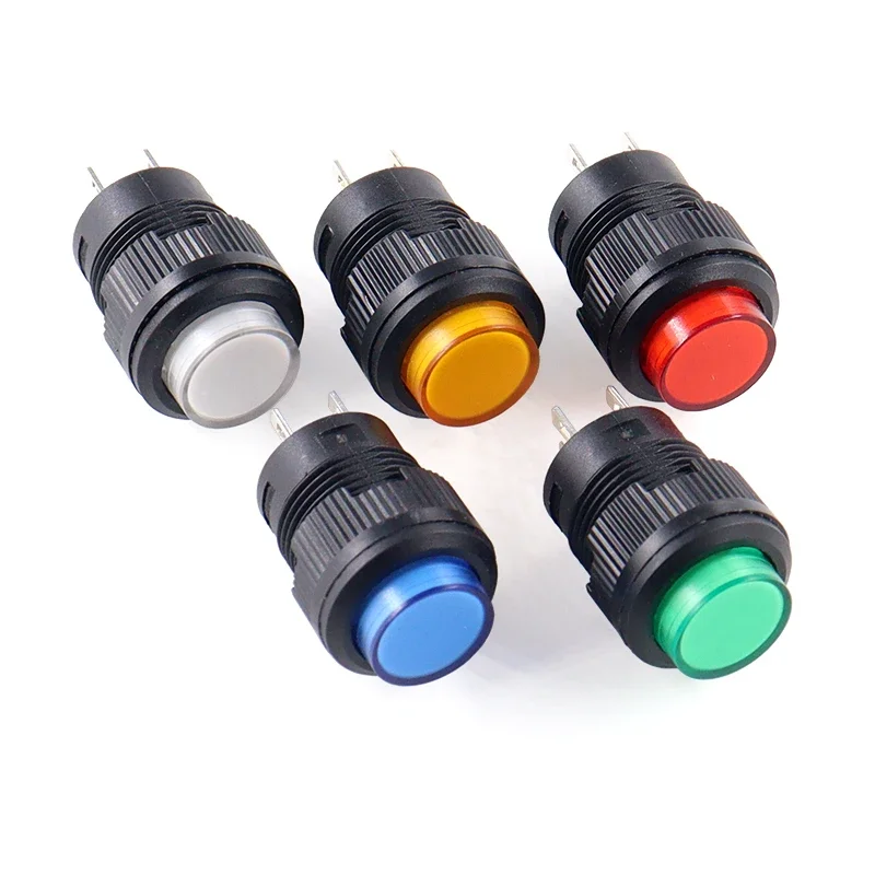 100pcs/lot R16-503 Round Button Self-locking/Self-resetting 2 Feet 4 Feet+LED Mounting Hole 16MM 3A250V