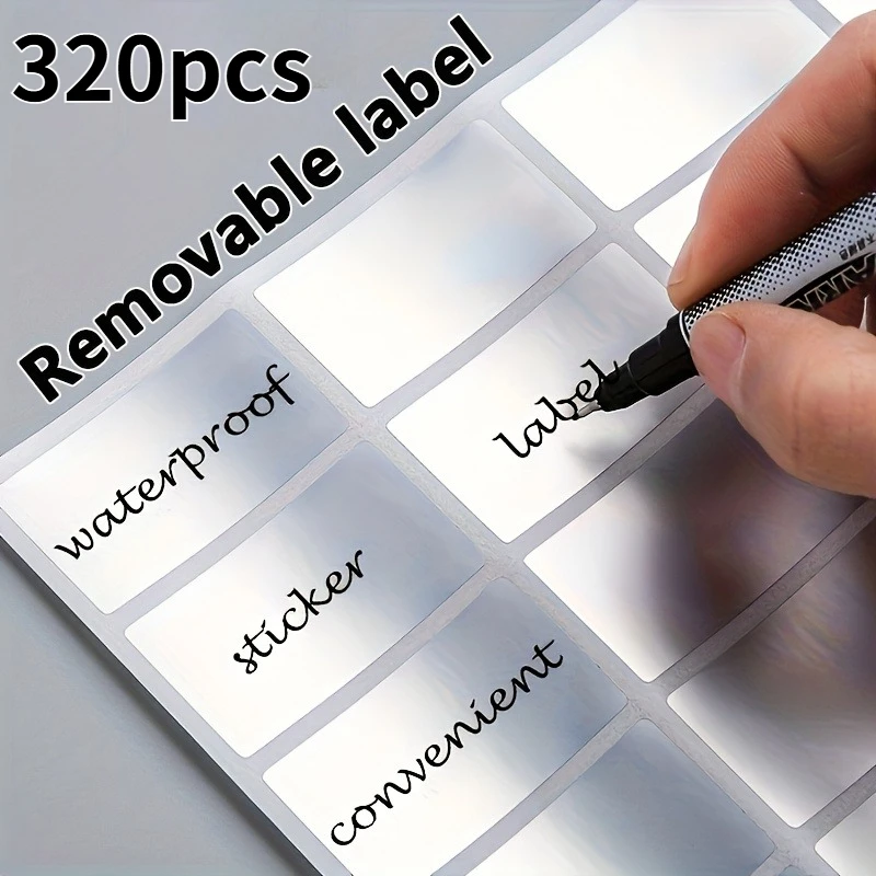 160/320 قطعة من ملصقات PET المقاومة للماء والزيت القابلة لإعادة الاستخدام - ملاحظات لاصقة مؤقتة قابلة للإزالة مع كتابة يدوية سهلة