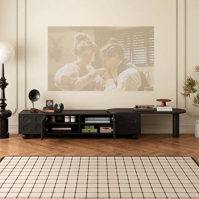Armário de tv preto minimalista, extensível, nórdico, sala de estar, apartamento, armazenamento moderno, szafka pod, móveis de telewizor