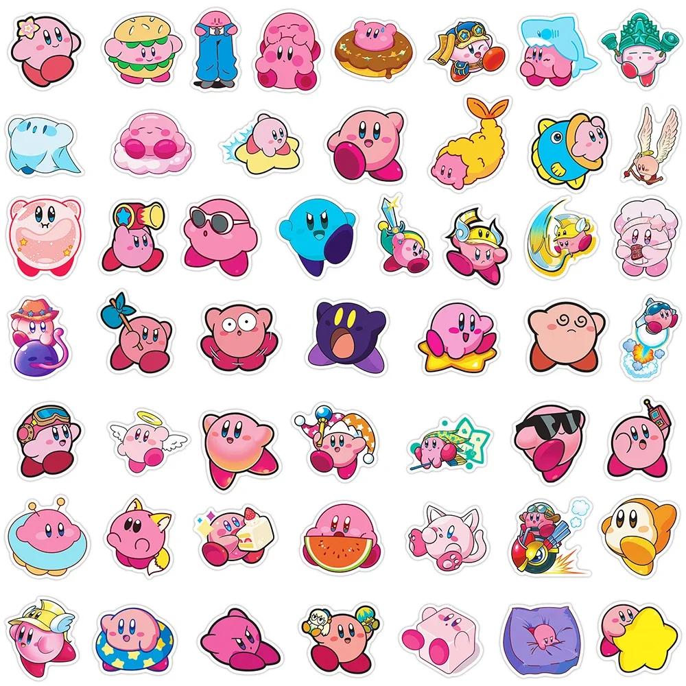 Pegatinas Kawaii Kirby para juegos de Anime, 10/30/50 piezas, monopatín, nevera, guitarra, portátil, motocicleta, viaje, bonito juguete de dibujos animados, regalo para niños