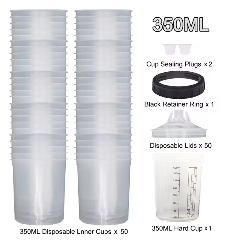 50Pcs/Set Spray Gun Paint Mixing Cup H/O Quick Cup Spray Gun Tank 160ML/300ML/600ML Disposable Paint Cup - Image 7
