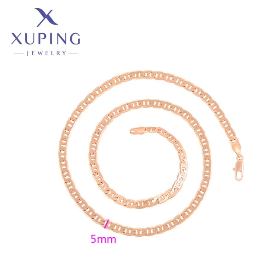 Xuping-لون الذهب الوردي سلاسل قلادة للرجال والنساء ، مجوهرات دائرية ، حفلة عيد الميلاد هدية ، رائعة الاسلوب المناسب ، جديد ، A00914980