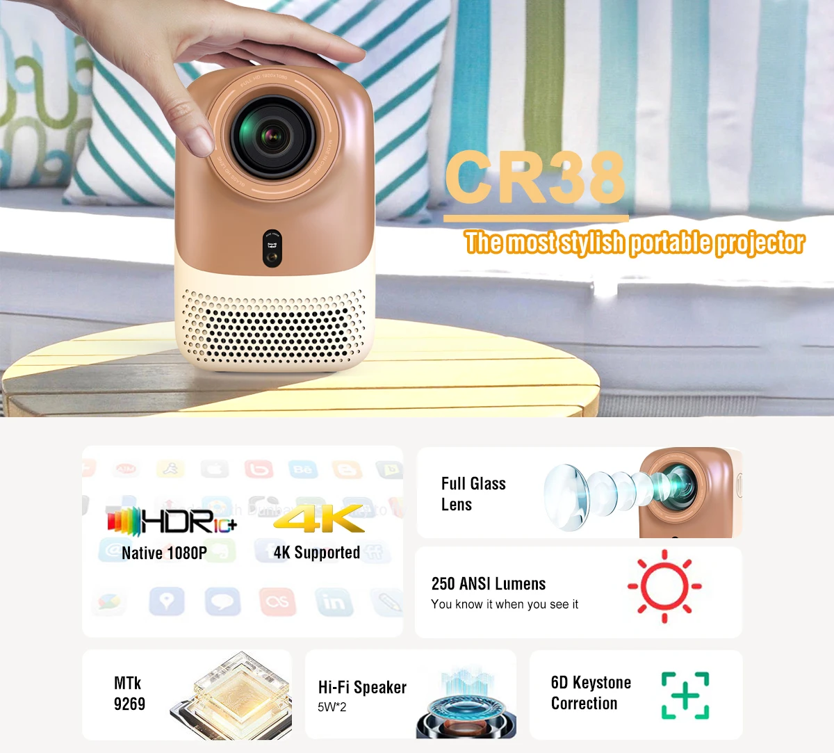 جديد وصول OEM المحمولة البسيطة أندرويد الذكية العارض ثلاثية الأبعاد 4k 1080p 350ANSI لومينز السيارات 6D تصحيح السينما المنزلية جيب العارض