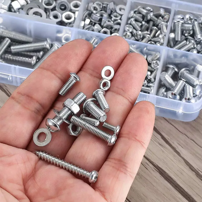 

1 Set Screws Bolts and Nuts Assortment Kit Metric Machine Screws and Flat Washers M3 M4 M5 M6 Phillips Pan Head Sets Hand Tools