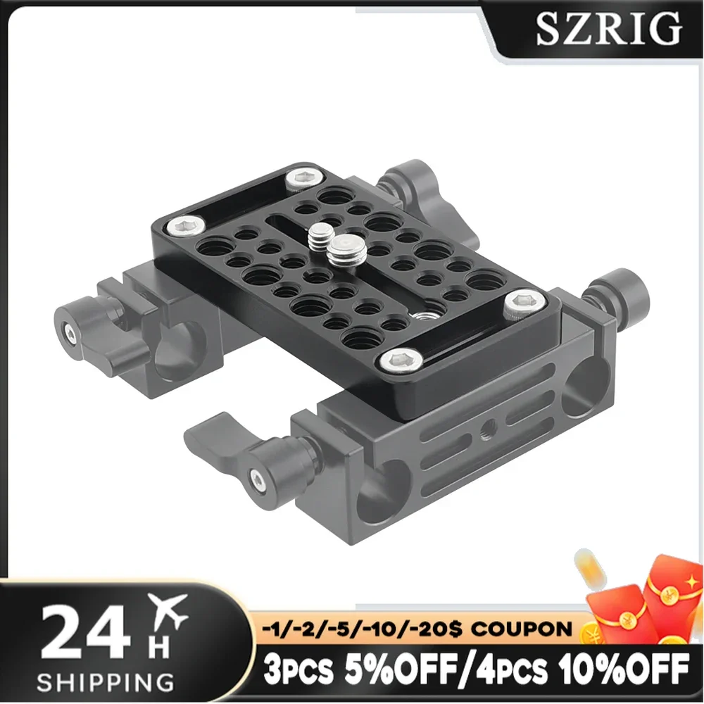 SZRIG plato de queso multiusos con tornillo de rosca de 1/4 "y 3/8" y ranura de 1/4 "para bloque de riel/jaula de cámara de cola de milano, accesorios de bricolaje