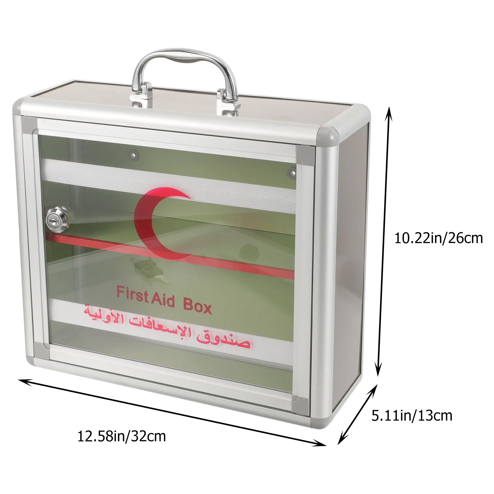 Emergency Medicine Box Aluminum Alloy Large Capacity Ergonomic Handle Portable Lockable Storage Case for Home Office