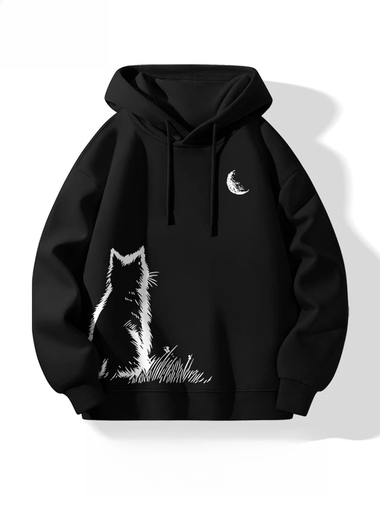 

Hooded Sweatshirt for Men, New 2025 American Style, Cool and Handsome Hoodie for Teenagers, Men's Clothes in Black