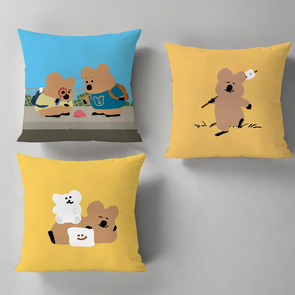 Korean Koala T-TaengS cushion cover Pillow Case Sofa Bedroom Living Room D-DinoS Office Bedside Table Backrest Printing Square