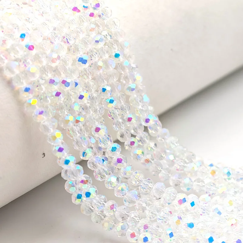 Elevate your jewelry creations with our versatile 2-8mm faceted white glass crystal beads, perfect for DIY bracelets, and more.