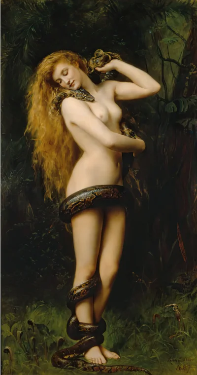 Lilith with a Snake John Collier 1886 Romanticism Print Art Canvas Poster For Living Room Decor Home Wall Picture