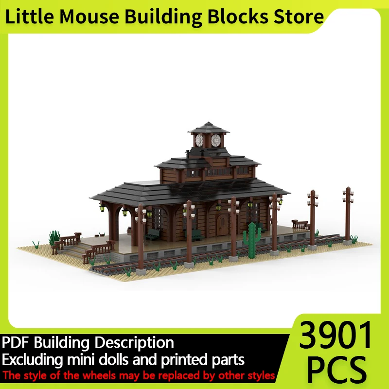 

Street View Model MOC Building Bricks Western Gare Train Station Bahnhof Modular Technology Gifts Holiday Assemble Children Toys