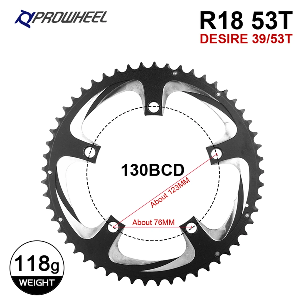 Prowheel bici da strada corona 110 BCD 50T 34T corona per bicicletta 130 BCD Speed Bike Stars 53T 39T catena per bicicletta ruota parti di ciclismo