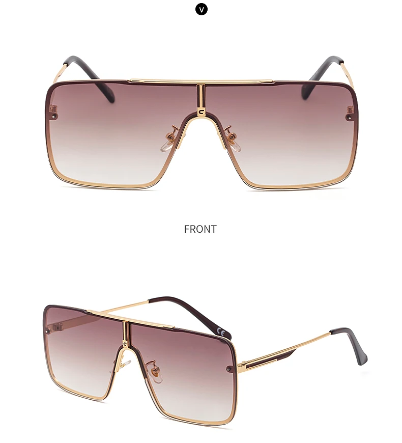 Übergroße Steampunk Einteiler-Sonnenbrille für Herren 2026 Luxusmarke Randlose Punk-Sonnenbrille für Männer Vintage Eyewear Shades – Detail 13