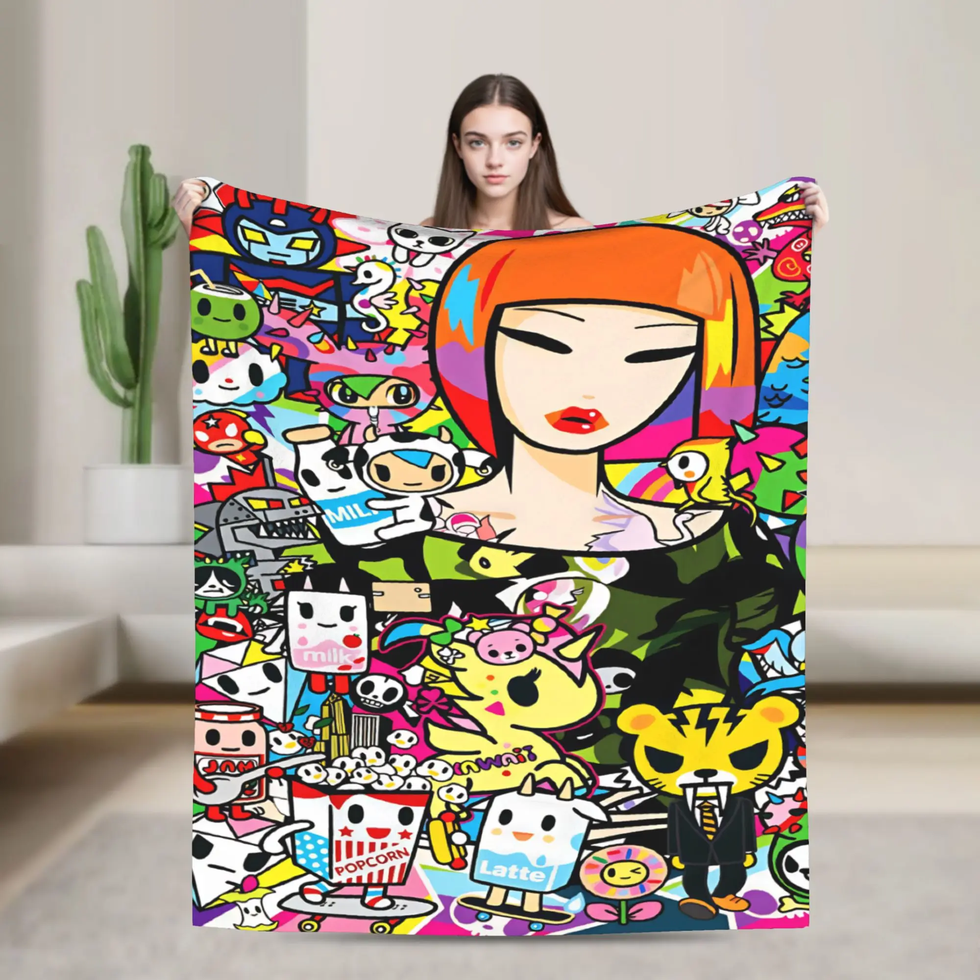 Теплое мягкое декоративное одеяло T-Tokidoki-S, фланелевое покрывало для улицы, удобное покрытие для дивана-кровати