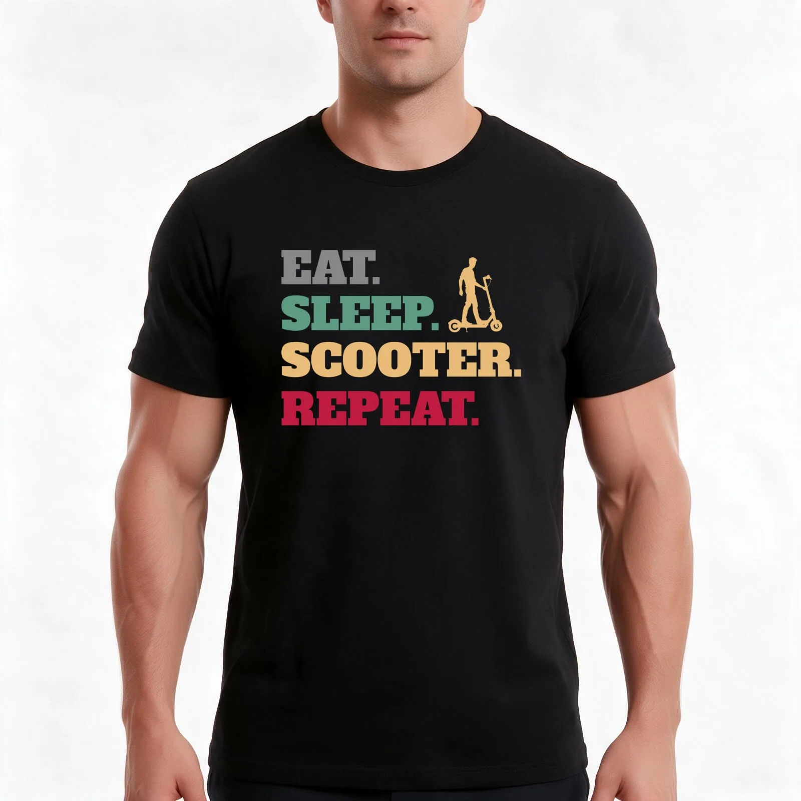 Eat Sleep E-Scooter Electric Scooter Repeat T-Shirt, Summer Casual Cotton Tee, Oversized Streetwear Tops, Vintage Graphic Print