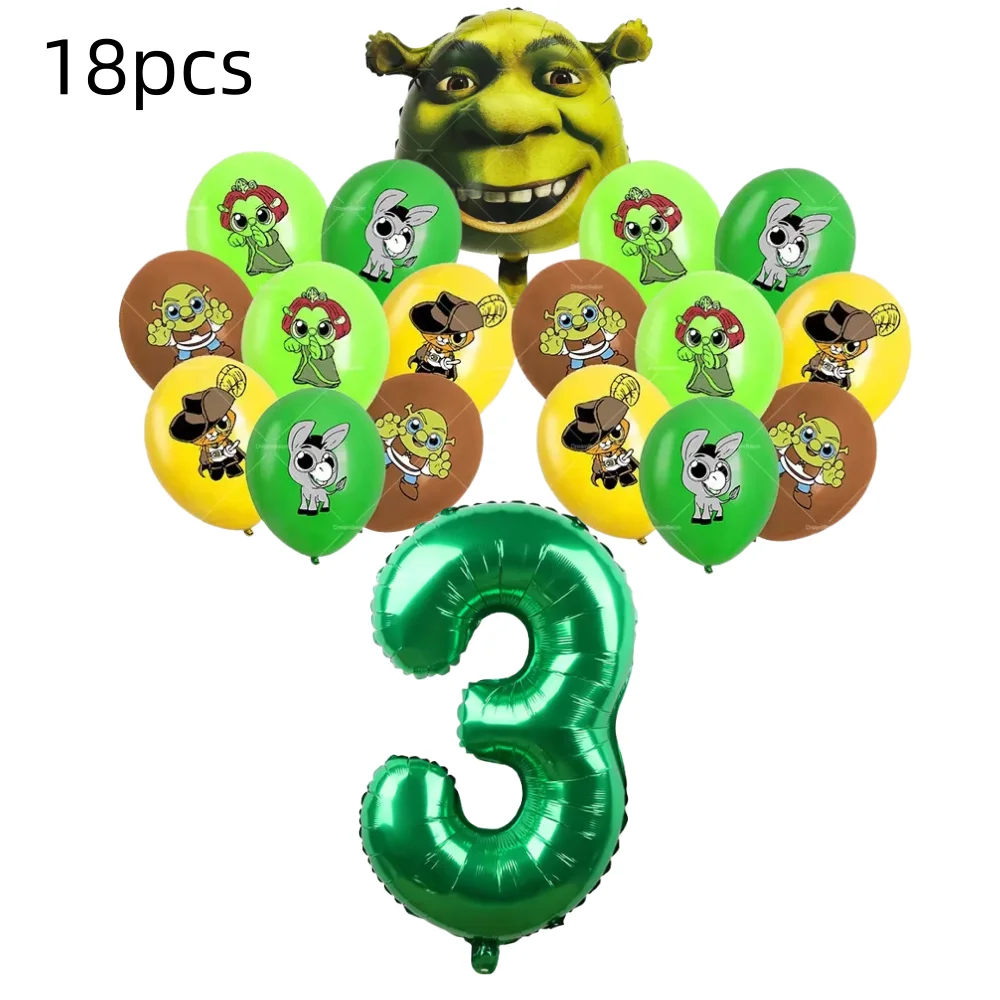 ديكور حفلات أعياد الميلاد من Monster Shrek، أدوات مائدة برينس دونكي جرين برينسيس، طبق كوب بالون للأطفال، هدية لصالح استحمام الطفل