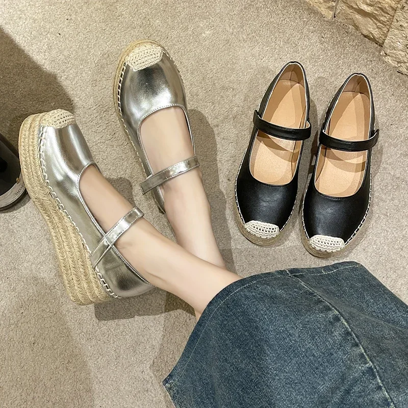 2024 Spring Rome Sandals Weave Wedges Platform Shoes Women New Dress High Heels Marie Janes Shoes Party Pumps Female Zapatillas