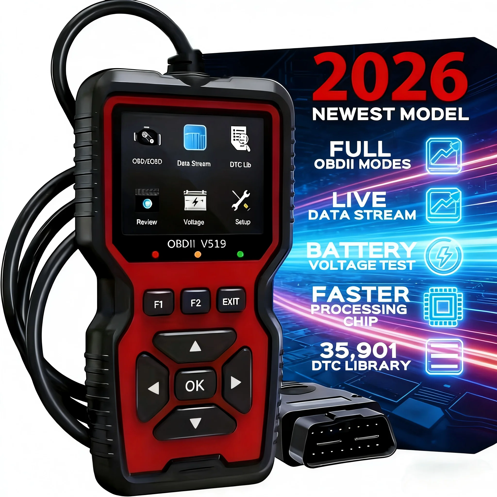 OBD2 Car Scanner Diagnostic Scan Tool,Professional Mechanic Vehicle Fault Code Reader,Auto Read Fault Code Check Engine Light Fo