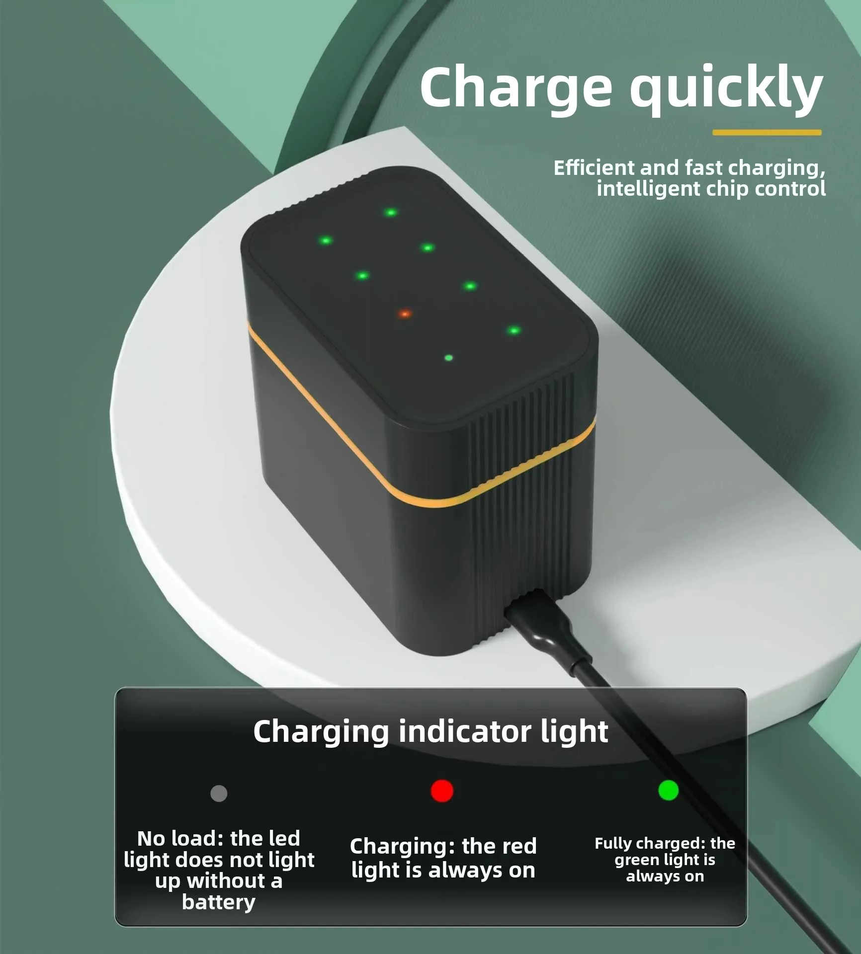 Tragbares Lithium-Batterieladegerät mit 8 Fächern, Ladestation für AA/AAA-Batterien mit Schnellladekabel