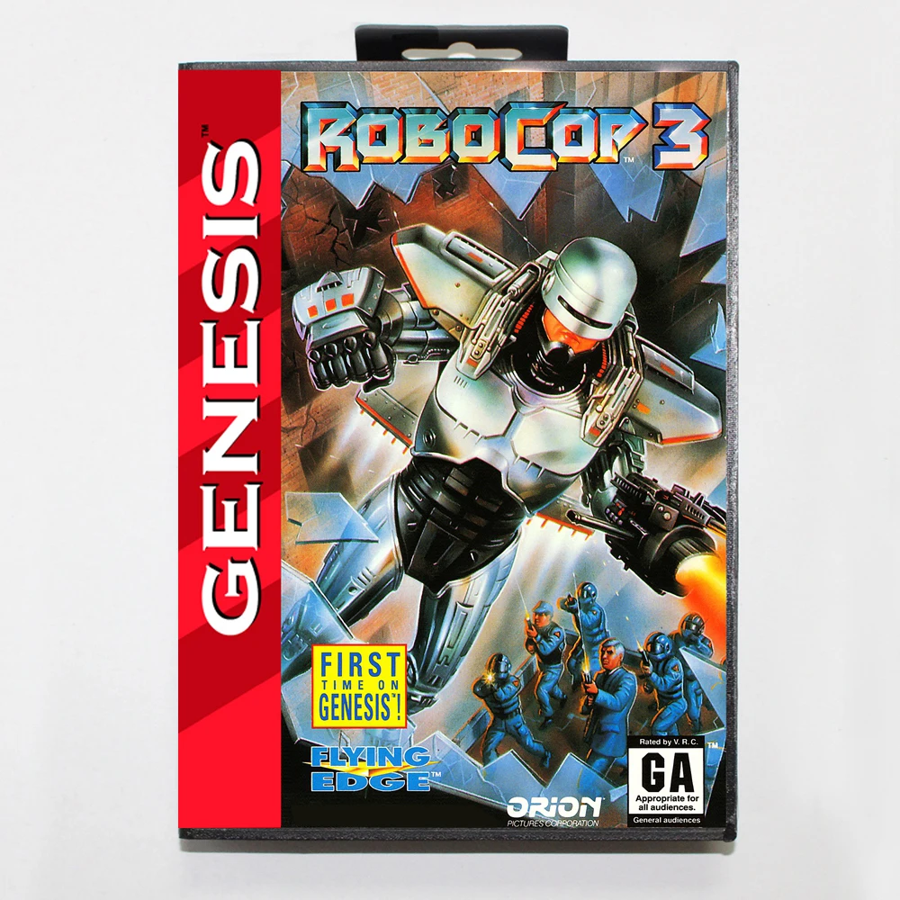 Robocop 3 MD Game Cartridge with USA Box for 16 Bit Sega Megadrive Genesis System