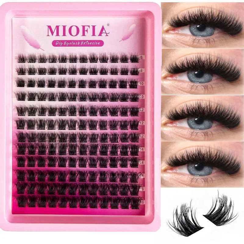 MIOFIA Mink Cluster Lashes 5D Voluminous Thick Eeylash Extension 8-16mm Mixed Length Fluffy Natural DIY Lash Reusable Eyelash