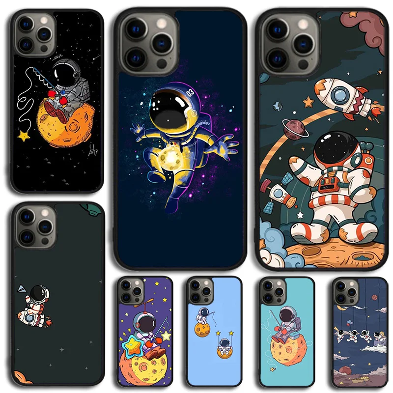 Funda de teléfono con astronauta espacial, estética espacial, para iPhone 17 Air 14 15 16 16e 13 12 Max, funda para Apple 11 Pro Max Plus