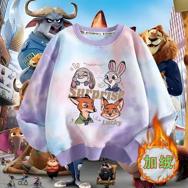 

Весенняя детская одежда для мальчиков и девочек, толстовка с принтом Disney Zootopia 2, Джуди Хоппс, Ник Вайлд, топ, детский пуловер с героями мультфильмов