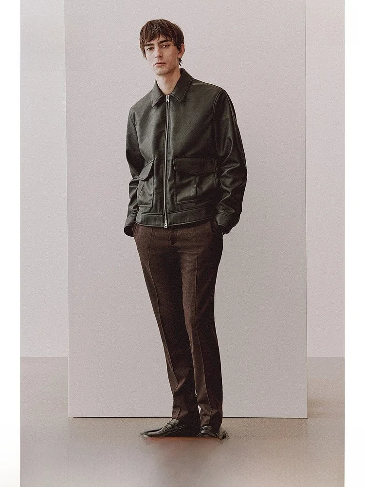 

H&M Men's Faionable Wool Blend Casual Pants Spring Season Comfortable Fit Long Trousers Suitable for Daily Wear