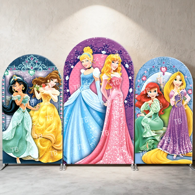

Disney Princess Arch Backdrop Cover Kids Birthday Baby Shower Party Decoration Photograph Background Props Event Decorations