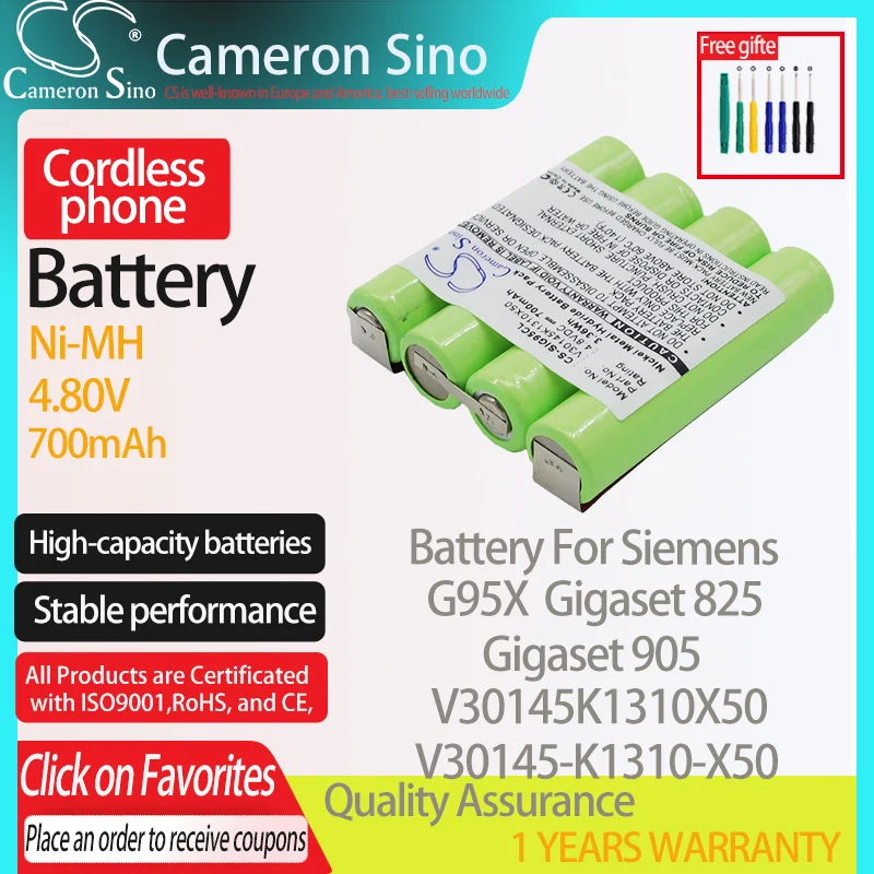 CameronSino Battery for Siemens G95X Gigaset 825 Gigaset 905 fits Siemens V30145K1310X50 V30145-K1310-X50 Cordless phone Battery