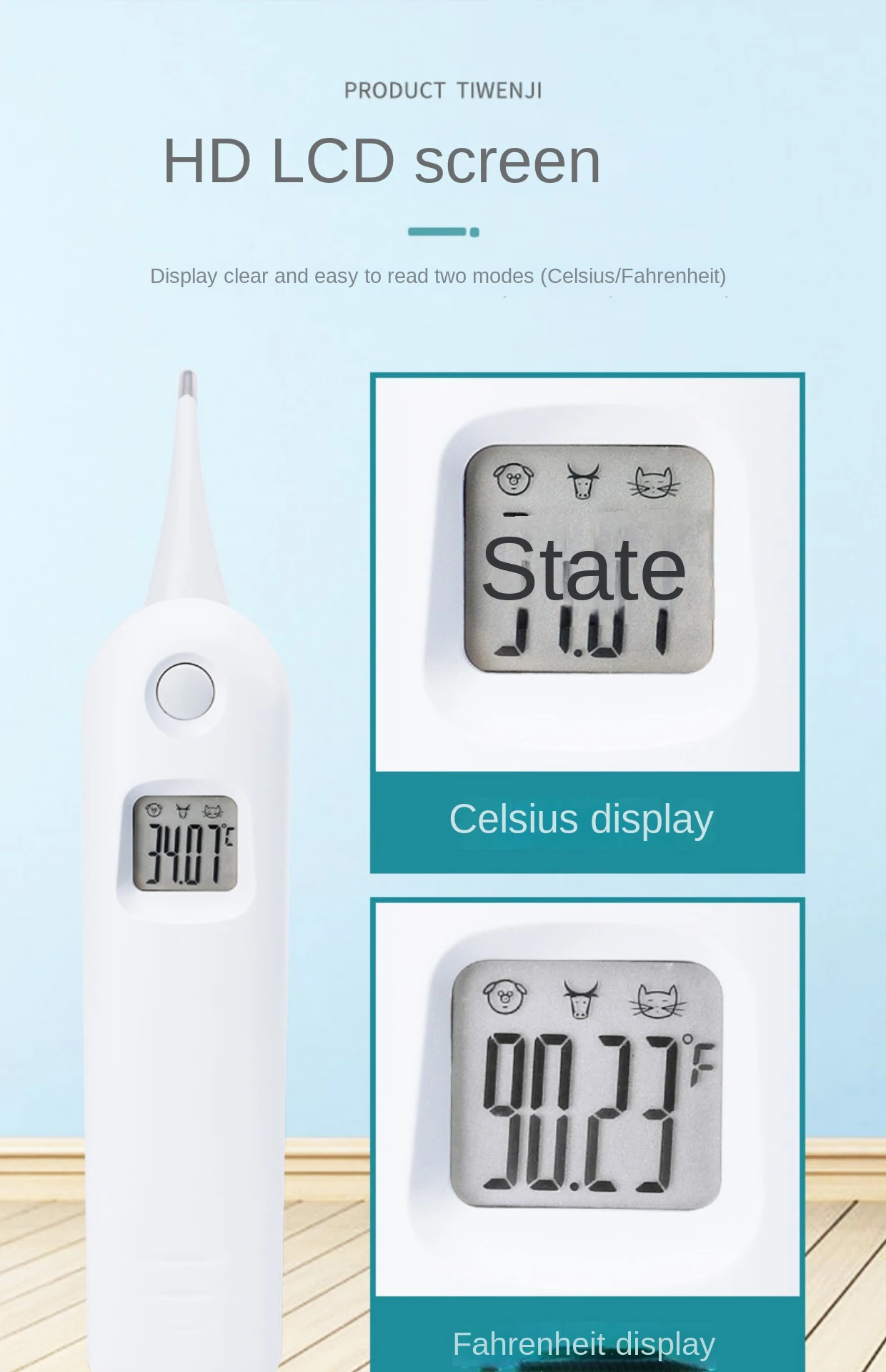 1 Stück Professionelles Elektronisches Rektalthermometer für Haustiere (Katzen, Hunde) – Schnelltest für Klinik, Zuhause, Veterinärmedizin, Tierhaltung – Detail 8