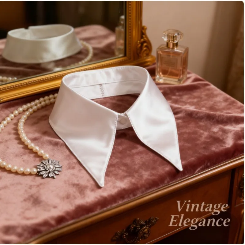 قميص مزيف بياقة مدببة كبيرة قابلة للفصل، إكسسوار للرقبة، قلادة عصرية للنساء للحفلات اليومية، تصميم متعدد الاستخدامات #1