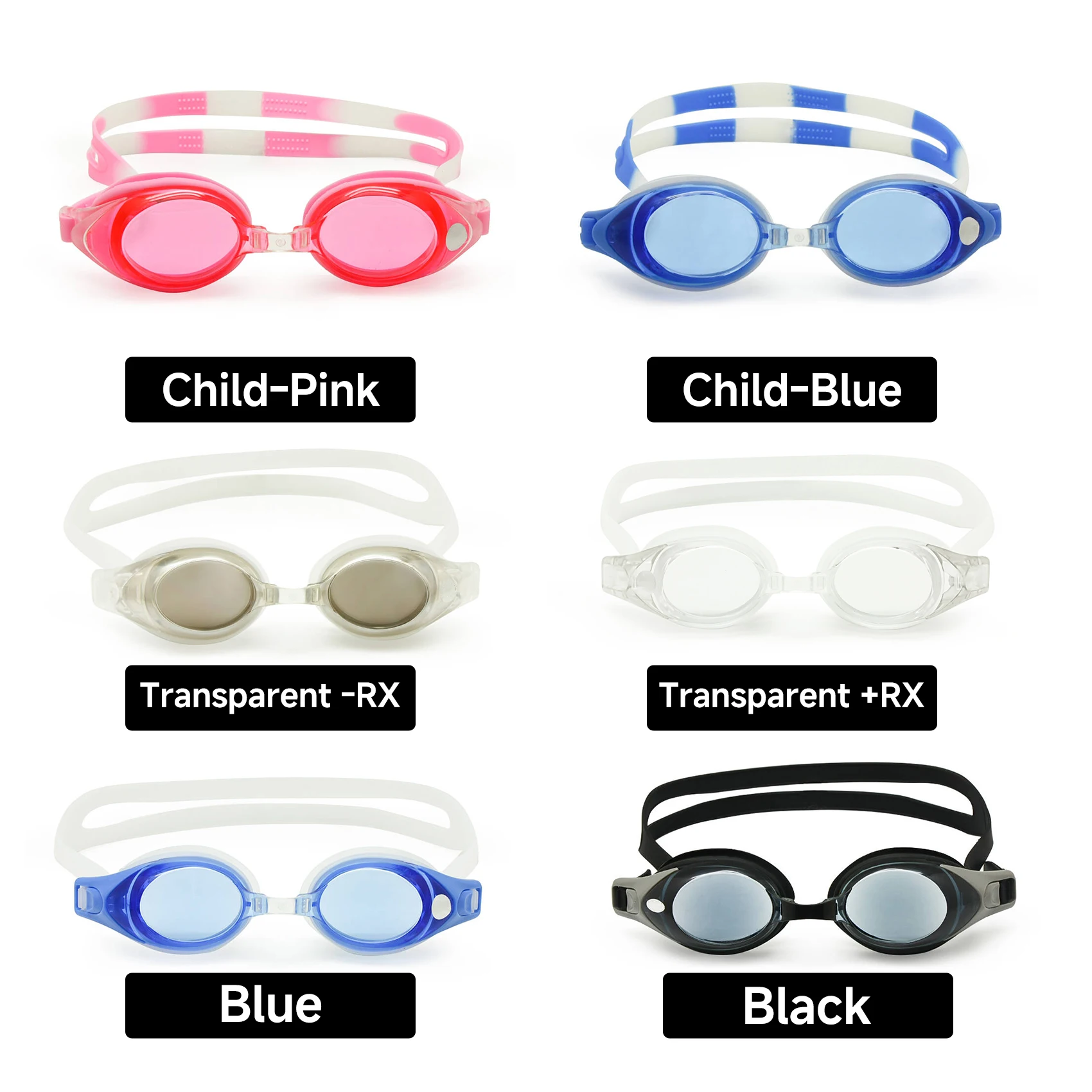 Optical Swim Goggles +Rx -Rx Prescription Swimming Glasses Adults Children Different Strength Each Eye with Free Ear Plugs