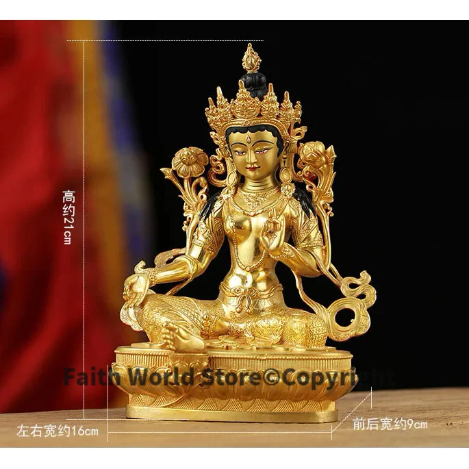 2025 - High-grade gilding Buddha brass statue HOME family effective protection Tibetan Nepal Bodhisattva Tara Green Buddha