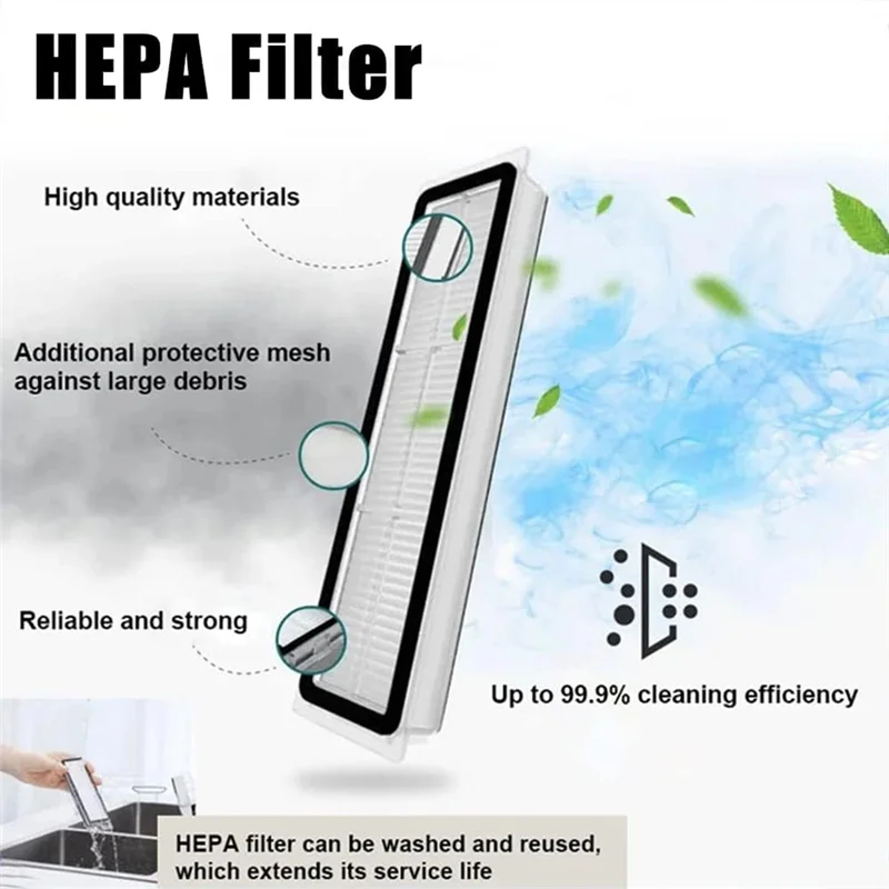 A83G-16 Piece Side Brush Hepa Filter Mop Cloth Rag Dust Bag As Shown Vacuum Cleaner Parts For Dreame Bot D9 Plus RLD11GD Robot V