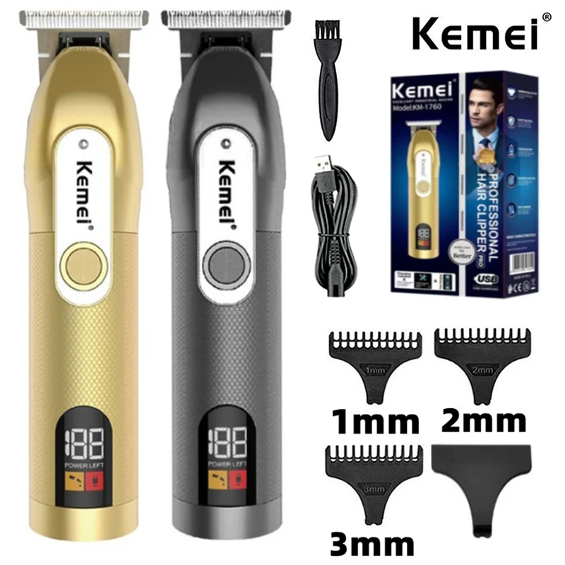 

Kemei 1760 Cordless Professional Hair Clipper For Men Grooming Beard Hair Trimmer Electric Edge Hair Cut Machine Rechargeable