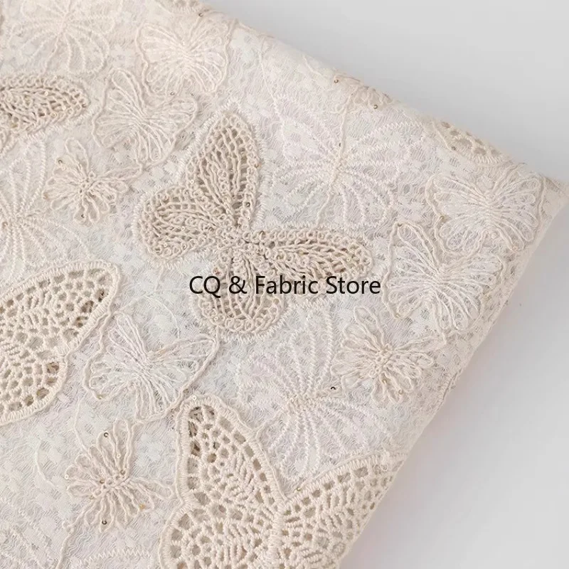 

Кружевная ткань с вышивкой бабочки для летнего платья, блузки, жилета, Cheongsam, детская дизайнерская ткань