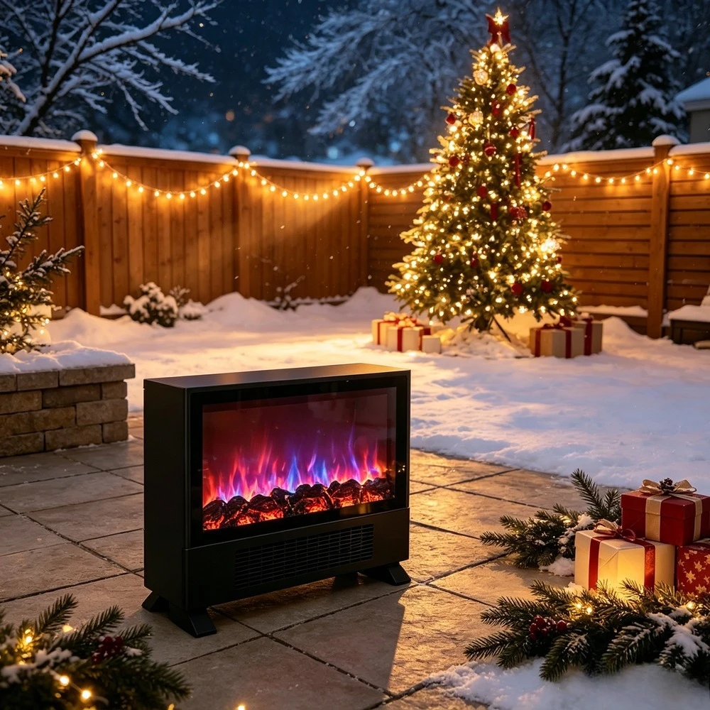 European Electric Fireplace 3D Realistic Flame Graphene Energy‑Saving Heater Overheat Protection Home Indoor Heating Stove