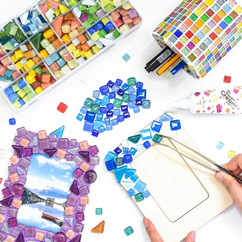 200G DIY Ceramic Mosaic Glass Tiles Handmade Mirror Decorative Ceramic Tile Wall Technology Colored Crystal Decorative Material